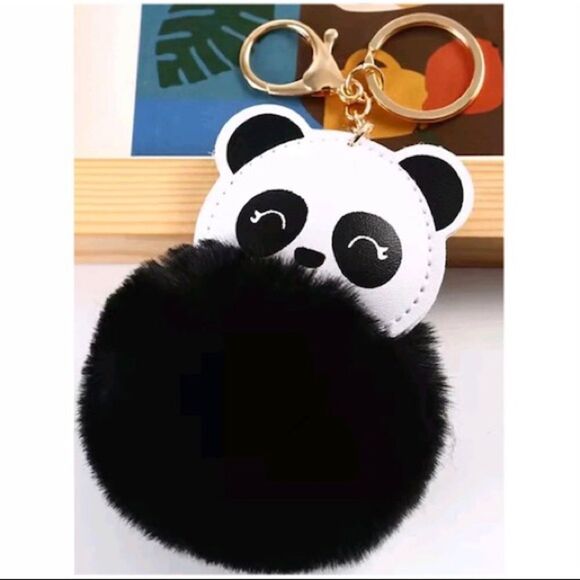 Panda Bear 🐼 Pom Keychain - Picture 3 of 3